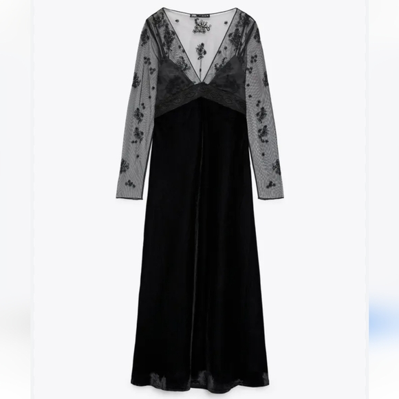 BNWT! Zara Velvet trim dress - Picture 10 of 11